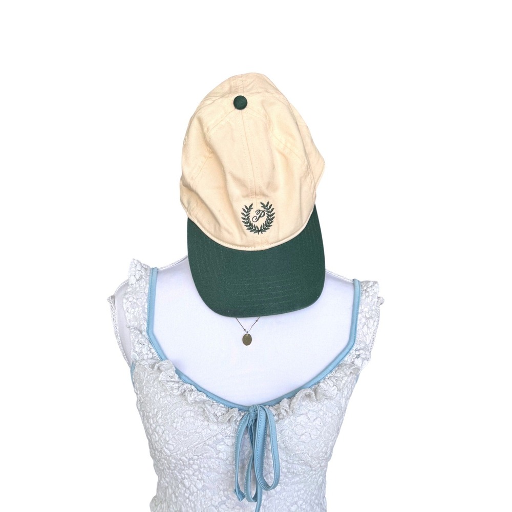 Victoria's Secret PINK Baseball Hat Dad Cap Preppy Two Tone Cream Green